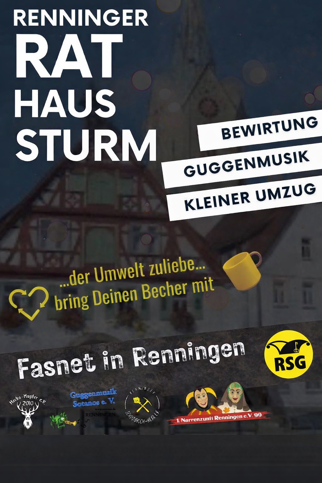 Rathaussturm der Renninger Faschingsvereine
