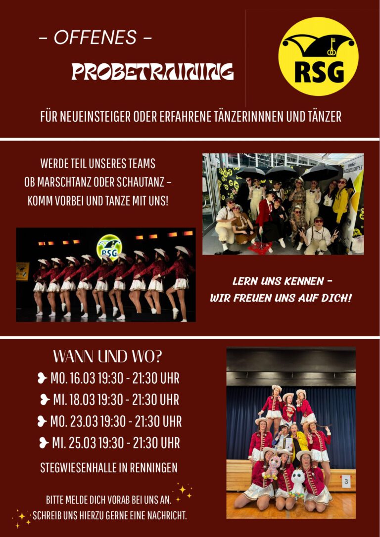 Probetraining / Schnuppertraining 2026 bei der Präsidendengarde